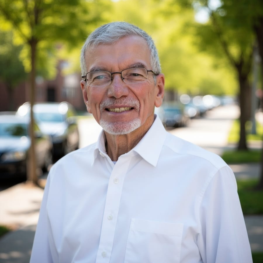 Portrait of Paul Thornton in a white shirt